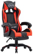 vidaXL Scaun de racing suport picioare, roșu și negru, piele ecologică