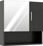 kleankin Dulap cu Oglindă pentru Baie 2 Uși și Raft Deschis 54x15.2x55.3 cm Negru | Aosom Romania