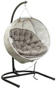 Outsunny Coș suspendat de formă ovală, scaun suspendat cu funcție de leagăn și coș pliabil, scaun de grădină, suport pentru pahar, Maro Nisip | Aosom Romania
