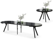 Mazzoni VITO Negru Mat/picioare negre - MASĂ MARE ROTUNDĂ Ø110 EXTENSIBILĂ PÂNĂ LA 310 cm CU PICIOARE Y LOFT/INDUSTRIALĂ