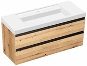 Set mobilier baie (masca suspendata cu 2 sertare si lavoar) Kolpa San Harmony 120x48xH61, stejar natur