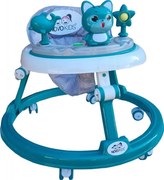 Premergator reglabil in 6 trepte de inaltime NOVOKIDS™ Happy Kitty, Cu melodii, Pliabil, Max 20 kg, Roti silentioase, Model Pisicuta, Verde Turquoise