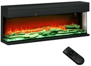 HOMCOM Șemineu Electric Încorporabil cu Efect de Flăcări 3D, Oprire Automată și Termostat, 127x26x50 cm, Negru | Aosom Romania