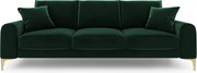Canapea, Madara, Mazzini Sofas, 3 locuri, gold legs, 222x102x90 cm, catifea, verde bottle