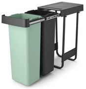 Brabantia Coș de colectare selectivă Sort&Go 1008863, 2x30 l, Montaj intern cu cadru telescopic, Gri/verde