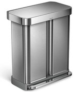 Simplehuman Coș de gunoi cu pedală pentru sortareadeșeurilor, 58 l, oțel periat, FPP