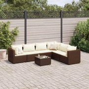 vidaXL Set mobilier de grădină cu perne, 7 piese, maro, poliratan