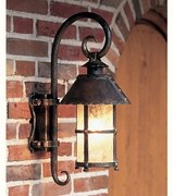 Aplica iluminat exterior din fier forjat, design medieval cu felinar rotund si acoperis nituit WL 3397