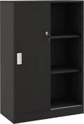 HOMCOM Dulap de Birou 3 Rafturi cu Încuietoare și 2 Chei de Securitate 80x40x120 cm Negru | Aosom Romania