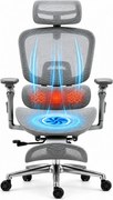 VIGOCHAIR ULTRA PRO VENT Scaun ergonomic, suport lombar cu masaj si incalzire, sezut cu ventilatie, sezut translatie, spatar reglare verticala, cotiere 6D, suport picioare, Full Mesh, Gri
