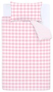 Lenjerie de pat din bumbac Bianca Check And Stripe, 135 x 200 cm, roz