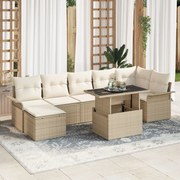 vidaXL Set de canapele pentru grădină cu pernă 8 pcs Bej Rattan poli