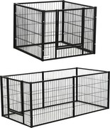 PawHut Tarc de Joacă pentru Animale, 6 Panouri din Oțel, Lungime Ajustabilă 82,5-150x61cm, Ideal pentru Interior/Exterior, Negru | Aosom Romania
