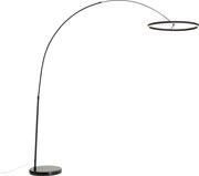 Lampă de podea arcuită de design neagră, cu LED, cu dimmer în 3 trepte - Anello