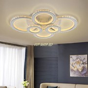 Lustra LED Cu Telecomanda, Elit's Cristal, 4-2 Cercuri, Alb, 240 W, RGB
