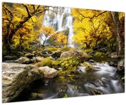 Tablou - Cascade în peisaj de toamnă, galben (90x60 cm)