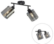 Spot de tavan negru de design cu sticlă fumurie cu 2 lumini - Domo