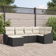 vidaXL Set de canapele pentru grădină 6 pcs Negru Rattan poli
