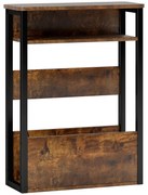 HOMCOM Măsuță de Living în Stil Industrial cu 2 Rafturi, Măsuță Laterală din Lemn și Metal, 46x18x58,5 cm, Maro Rustic | Aosom Romania