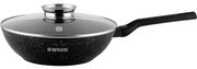 Tigaie wok cu capac marmorata, 32 cm Herzog HR 2618