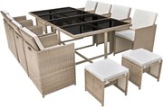 vidaXL Set mobilier de exterior cu perne, 13 piese, bej, poliratan