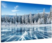 Tablou cu lacul înghețat și copacii înzăpeziți (90x60 cm)