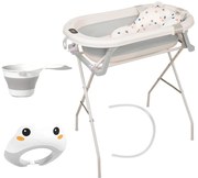 Set  pentru baita bebelusului 4 in 1 Kidizi Folda Plus include cadita pliabila cu termometru, dop si furtun, hamac ajustabil, stand pliabil, cana clatire pliabila, viziera ajustabila  culoare gri