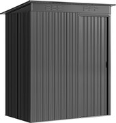 Outsunny Căsuță de Grădină 1.37m² din Metal, Montare Ușoară, Depozit pentru Unelte de Grădină cu Fante de Aer, Ușă Culisantă, Acoperiș Înclinat și Mănuși, 159x106x181 cm, Gri Închis | Aosom Romania