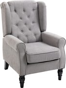 HOMCOM Fotoliu Chesterfield Gri, Confortabil, Comod și Spațiu Generos pentru Living, 74x86x102 cm | Aosom Romania