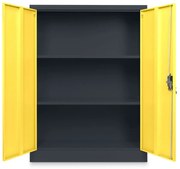 Dulap metalic universal mediu, 90 x 40 x 120 cm, încuietoare cu cilindru, galben - ral 1023