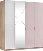 Dulap copii 4 usi Angel City, mobilier modern pentru camera fetelor, 177x64x204 cm