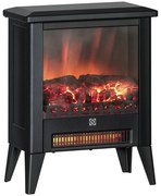 HOMCOM Șemineu Electric cu Efect Flacără 3D pe 3 Intensități, Oprire Automată, Încălzire Reglabilă, 36x21x47 cm, Negru | Aosom Romania