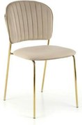 Scaun tapitat K499, bej/auriu, stofa catifelata, 47x56x85 cm