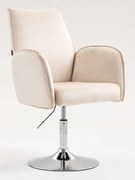 HR280N Scaun Crem din Catifea cu Bază Cromata