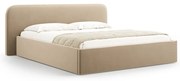 Pat matrimonial taupe tapițat cu spațiu de depozitare cu somieră 200x200 cm Elizabeth – Micadoni