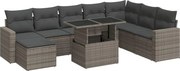 vidaXL Set canapele de grădină, 9 piese, cu perne, gri, poliratan
