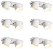 Set de 6 spoturi încastrate albe GU10 70mm înclinabile cu 2 lumini - Installa