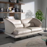Canapea 2 locuri eleganta cu spatar original Cowhide leather taupe grey