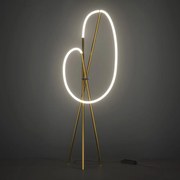 Lampadar, Lampa de Podea LED, Alama Satinata, Crochet