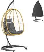 Outsunny Scaun Balansoar din Ratan din PE de Exterior cu Perna | Aosom Romania