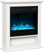 HOMCOM Șemineu electric 1800W, șemineu decorativ fals, efect de flacără în 9 culori și 5 niveluri de luminozitate, 62,5x20x72,5cm, alb | Aosom Romania