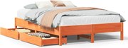 vidaXL Cadru pat fără saltea, maro ceruit, 140x190 cm, lemn masiv pin