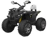 ATV Electric cu acumulator pentru copii NOVOKIDS™ Majestic Quad PRO, Cu melodii si lumini, Lungime 103 cm, Max 30 kg, 12V, 2 motoare, Negru cu Alb