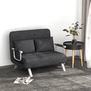 HOMCOM Canapea Extensibilă cu Șezut Reglabil în 5 Poziții și Perne Detașabile, Canapea din Imitație de Piele, 105x80x78 cm, Gri | Aosom Romania