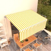 vidaXL Copertină retractabilă automat cu stor, galben&amp;alb, 4x3 m