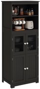 Bufet bucătărie HOMCOM cu sertare, dulapuri de depozitare multi-rangements dim. 60L x 30A x 162Î cm negru | Aosom Romania