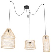 Lampă suspendată inteligentă pentru exterior din ratan cu 3 lumini inclusiv LED - Calamus