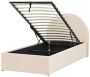 Pat de o persoană 90 cm Annesile (bej) (cu somieră) (cu sp. depozitare). 1077530