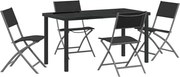 vidaXL Set de masă pentru grădină 5 pcs Negru