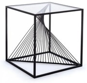 Masuta de cafea neagra din metal si sticla securizata, 48x48x51 cm, Spiral Bizzotto
